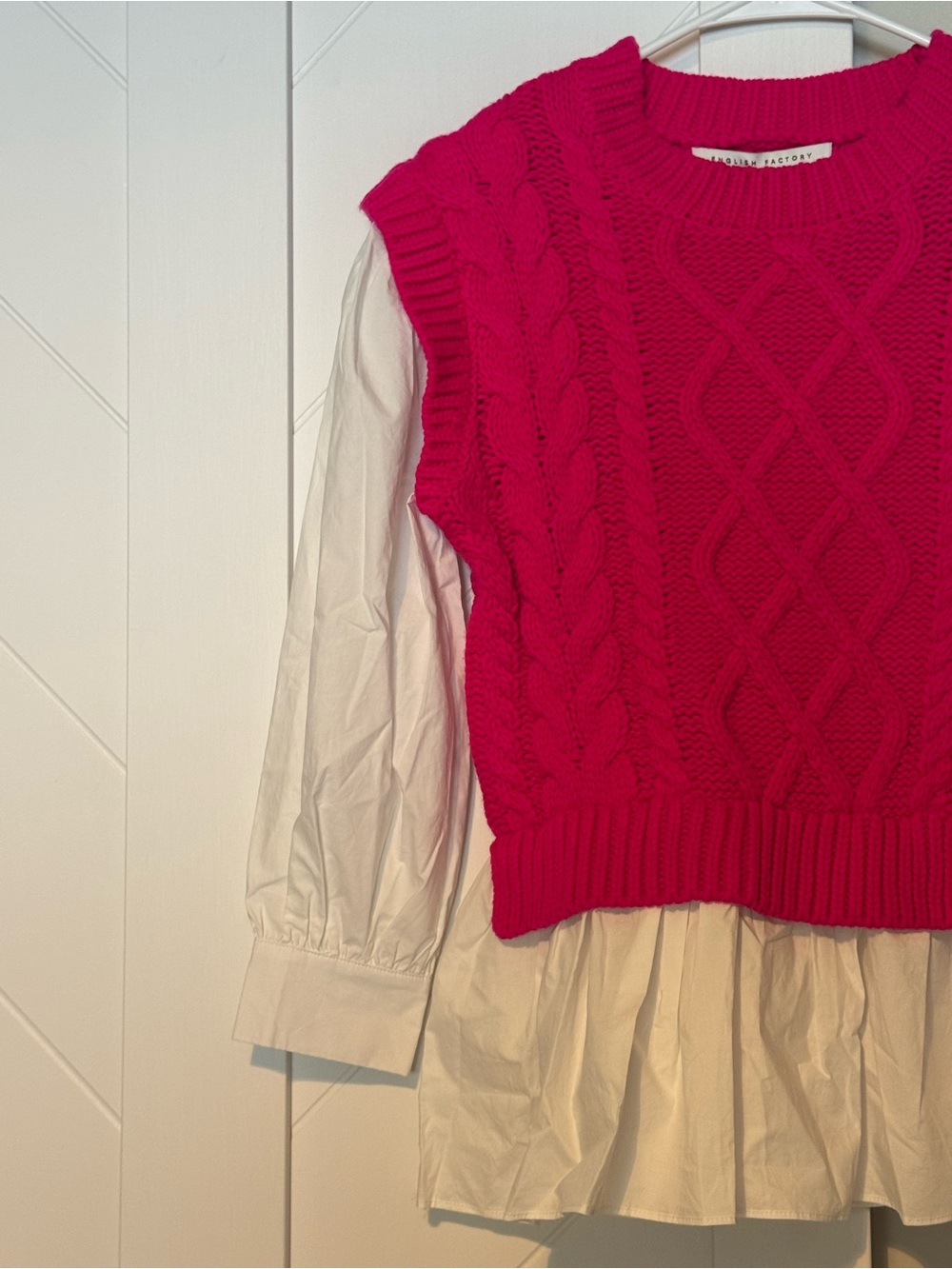 English Factory Pink Cable Knit Layered Sweater Vest & Top XS NWT - Picture 5 of 6